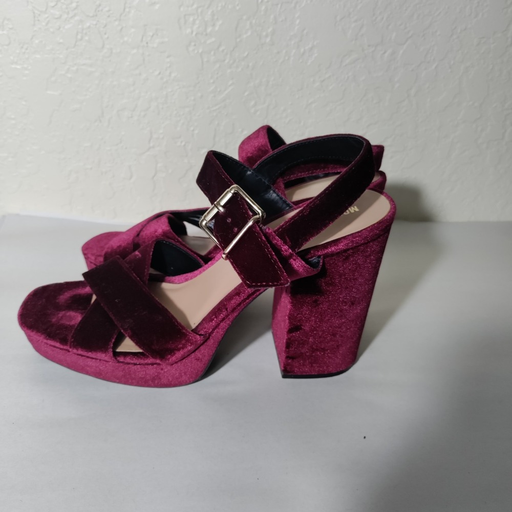 Mossimo Supply Alexandra Platform Heels Womens 10 Burgundy Chunky Sandals Y2K